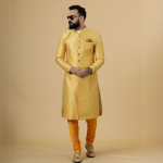 Stunning Yellow Banarasi Brocade Achkan for Men | Father-Son Combo | Grooms & Weddings | Jaipurio